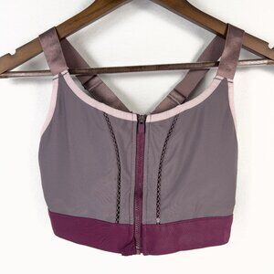 Fabletics Zoe High Support Impact Zip Front Sports Crossback Purple Small